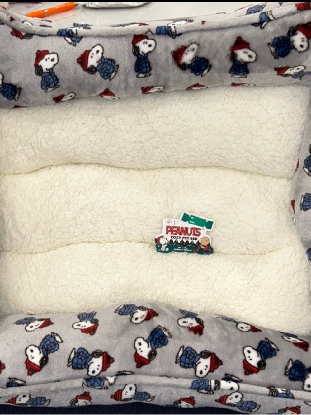 Peanuts Snoopy Blue Puffer Coat Cozy Pet Bed